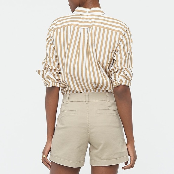 J.Crew Cotton Striped Shirt Women’s Size L Yellow White Button Front - Picture 7 of 8